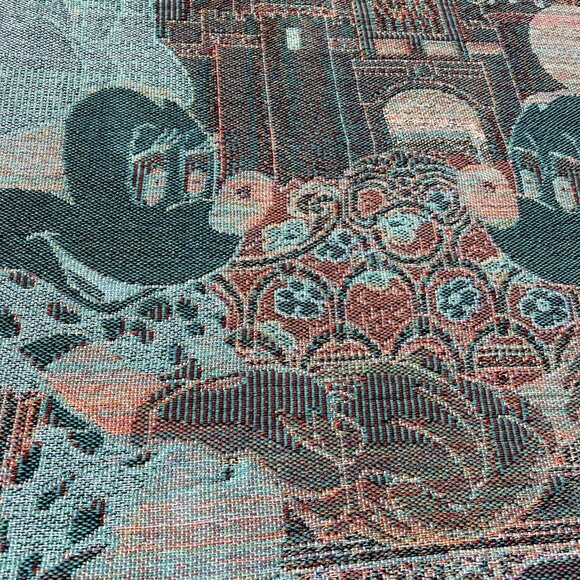 Walt Disney World Mickey & Minnie Mouse Blanket Tapestry Woven Throw EUC 60"x50" - Picture 14 of 16